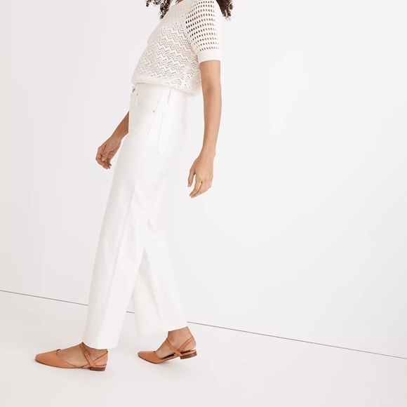 New Madewell- The Petite Perfect Vintage Wide-Leg Crop Jean in Tile White - Picture 2 of 5